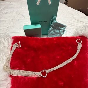 Tiffany &Co. Silver Heart Chain Necklace and bracelet